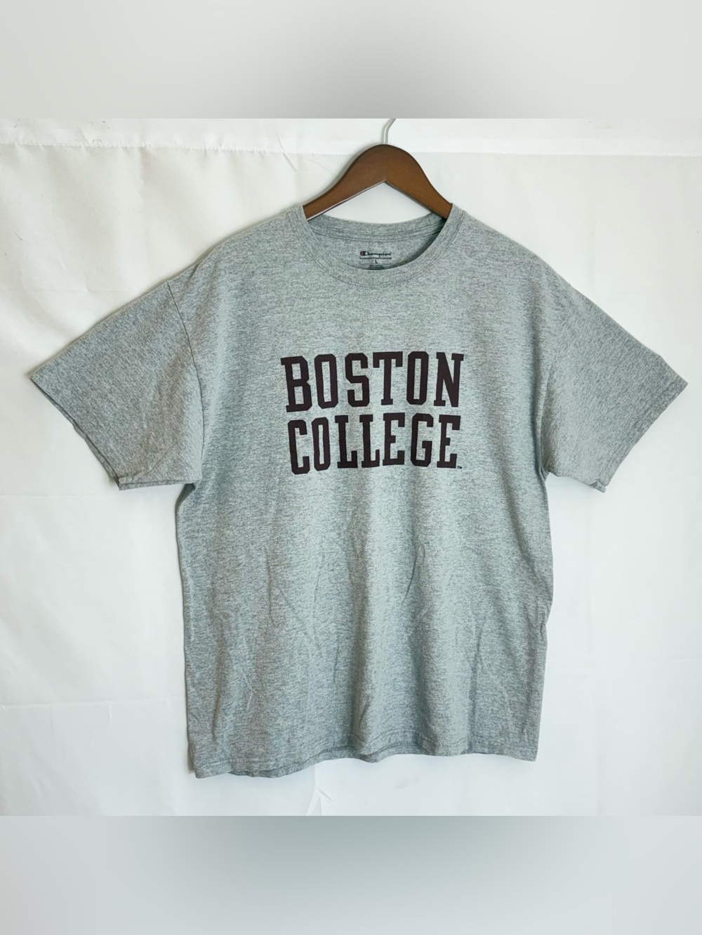 Boston College Eagles Men's Large Champion Gray Short Sleeve Graphic T-Shirt